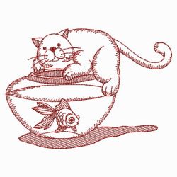 Redwork Cats 05(Md) machine embroidery designs