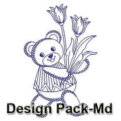 Redwork Easter Bears(Md) machine embroidery designs