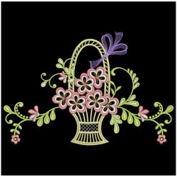 Elegant Floral Baskets 01 machine embroidery designs