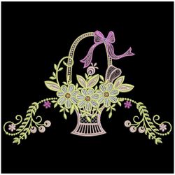 Elegant Floral Baskets 02 machine embroidery designs