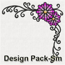 Artistic Flower Corners machine embroidery designs