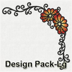 Artistic Flower Corners machine embroidery designs