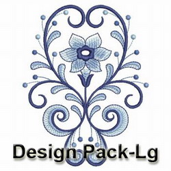Blue and White Flowers machine embroidery designs