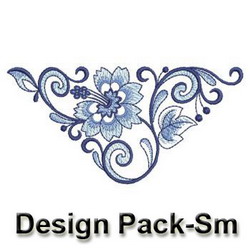 Blue and White Corners machine embroidery designs