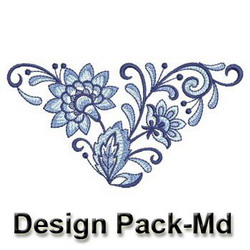 Blue and White Corners machine embroidery designs