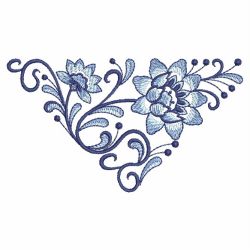 Blue and White Corners 10 machine embroidery designs