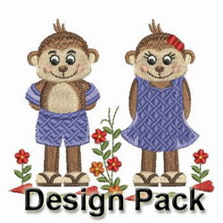 Cute Valentine Monkey machine embroidery designs