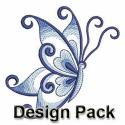 Blue and White Butterfly machine embroidery designs