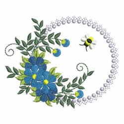 Heirloom Blue Flowers 07 machine embroidery designs
