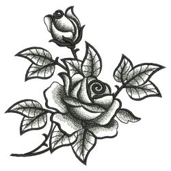 Elegant Black Rose 08(Md) machine embroidery designs