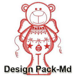 Redwork Christmas Angel Bears(Md) machine embroidery designs