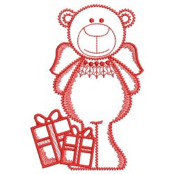 Redwork Christmas Angel Bears 07(Lg) machine embroidery designs