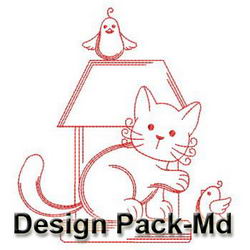 Kitten and Birds(Md) machine embroidery designs