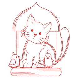Kitten and Birds 07(Lg) machine embroidery designs