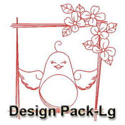 Cute Blue Birds Redwork(Lg) machine embroidery designs