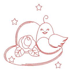 Cute Blue Birds Redwork 02(Lg)