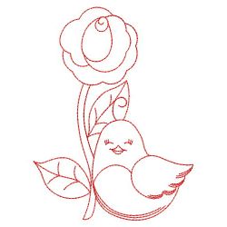 Cute Blue Birds Redwork 09(Lg)