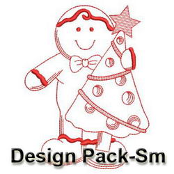 Christmas Gingerbread Redwork 1(Sm) machine embroidery designs