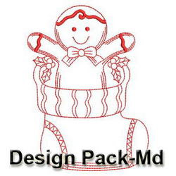 Christmas Gingerbread Redwork 1(Md) machine embroidery designs