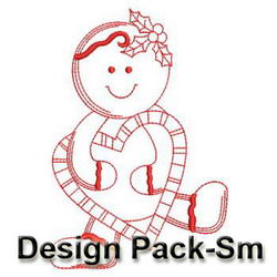 Christmas Gingerbread Redwork 2(Sm) machine embroidery designs