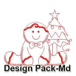 Christmas Gingerbread Redwork 2(Md) machine embroidery designs