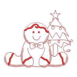 Christmas Gingerbread Redwork 2 04(Md) machine embroidery designs