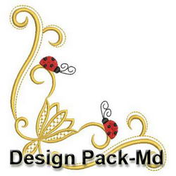 Heirloom Ladybug Corners(Md) machine embroidery designs