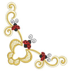 Heirloom Ladybug Corners 01(Lg) machine embroidery designs