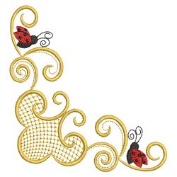 Heirloom Ladybug Corners 03(Lg) machine embroidery designs