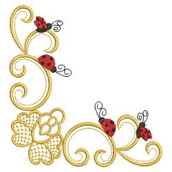 Heirloom Ladybug Corners 04(Md) machine embroidery designs