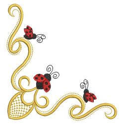 Heirloom Ladybug Corners 10(Lg) machine embroidery designs