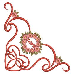 Rose Heart Corners 08(Lg) machine embroidery designs