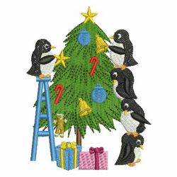 Christmas Penguin Team Work 05 machine embroidery designs