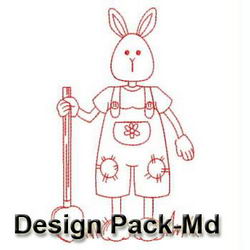 Garden Rabbit Redwork(Md) machine embroidery designs