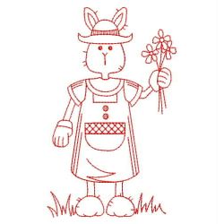 Garden Rabbit Redwork 01(Sm)