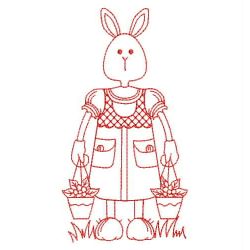Garden Rabbit Redwork 02(Sm)