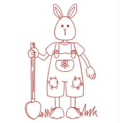 Garden Rabbit Redwork 03(Sm)