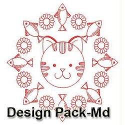 Animal Faces Redwork(Md) machine embroidery designs