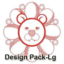 Animal Faces Redwork(Lg) machine embroidery designs