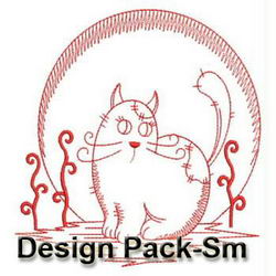 Halloween Ghost Cat Redwork(Sm) machine embroidery designs