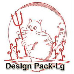 Halloween Ghost Cat Redwork(Lg) machine embroidery designs