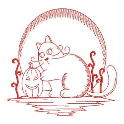 Halloween Ghost Cat Redwork 02(Lg)