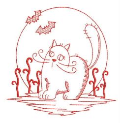 Halloween Ghost Cat Redwork 03(Md) machine embroidery designs