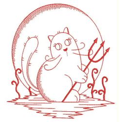 Halloween Ghost Cat Redwork 06(Md) machine embroidery designs