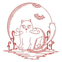 Halloween Ghost Cat Redwork 07(Sm) machine embroidery designs