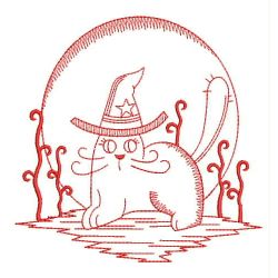 Halloween Ghost Cat Redwork 08(Sm) machine embroidery designs