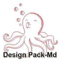 Sea Animals Redwork(Md) machine embroidery designs