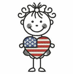 Patriotic Stick Children 03(Lg) machine embroidery designs