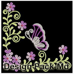 Colorful Dancing Butterfly Corners(Md) machine embroidery designs