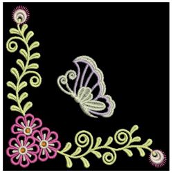 Colorful Dancing Butterfly Corners 01(Md) machine embroidery designs